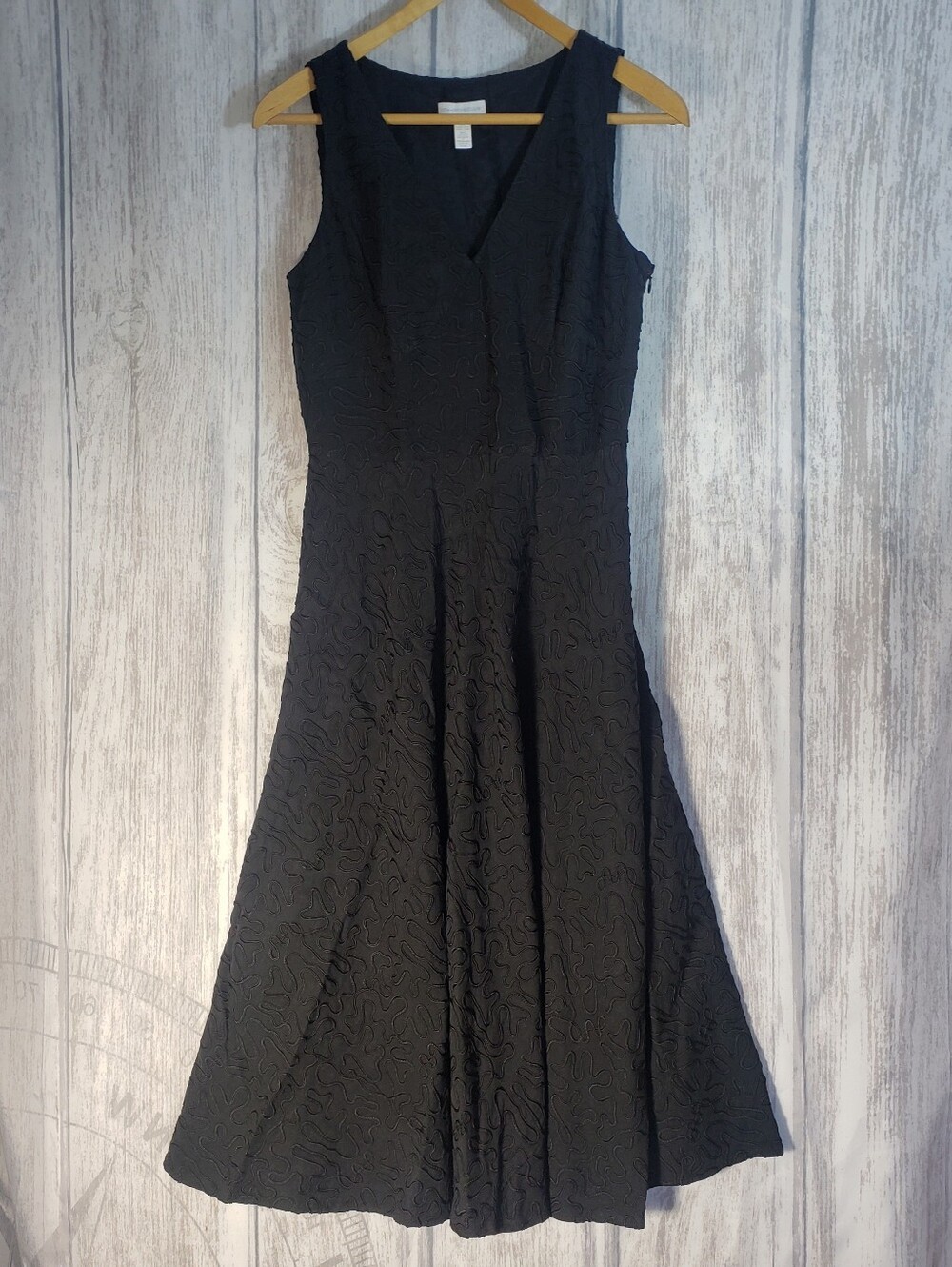 Charter Club black sleeveless V-neck fit & flare midi dress Lined Sz 4